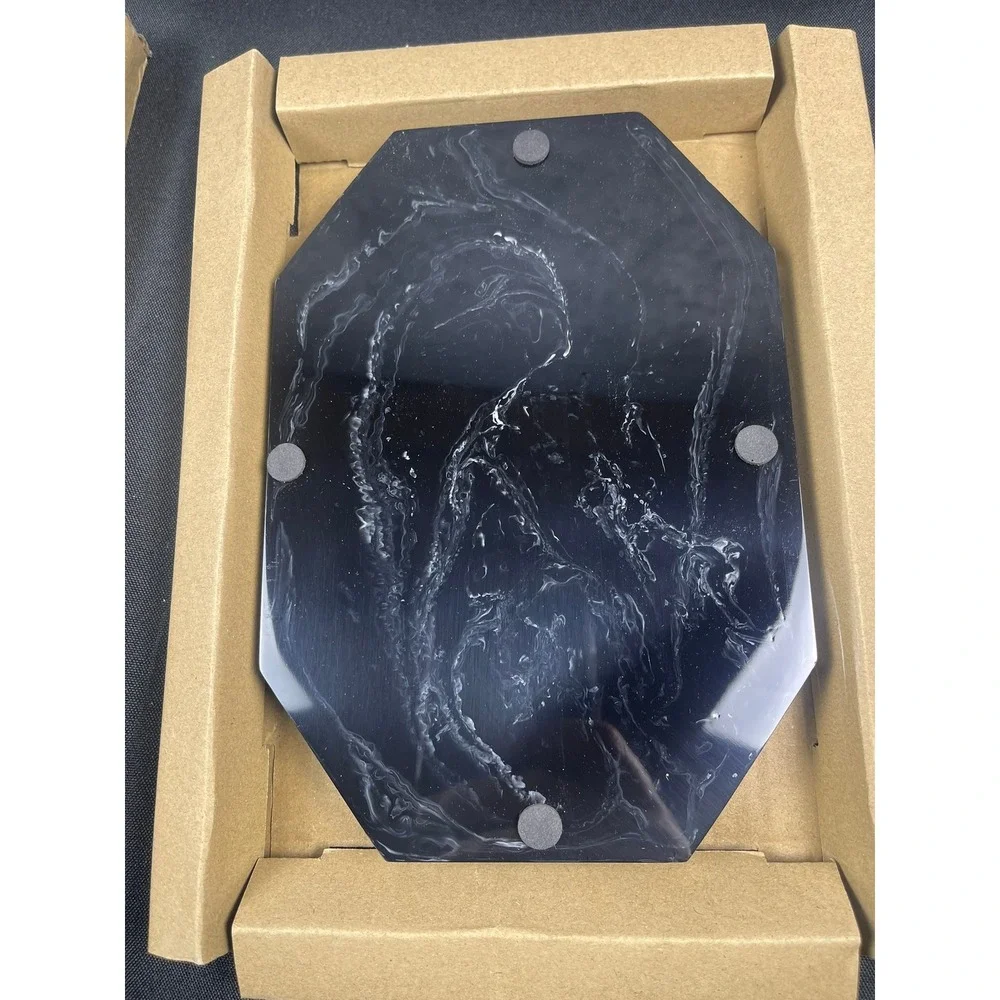 Black Marble Resin Octagon Jewelry Display Tray Bathroom Vanity Organizer